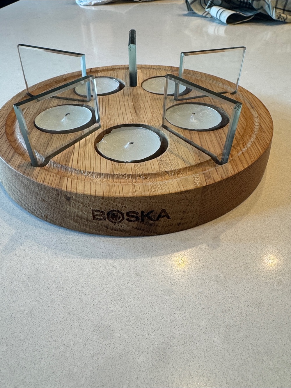 Fondue Boska twinkle base  Board with Four Metal Holders - Natural Wood